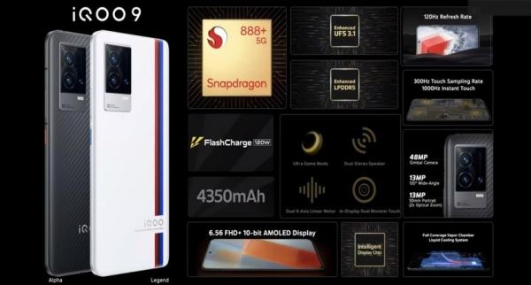 <br />
						iQOO 9 с чипом Snapdragon 888+, тройной камерой и зарядкой на 120 Вт представили за пределами Китая<br />
					